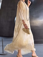 abordables Robes fleuries élégantes-Femmes Robe maxi Robe de Cocktail Robe en Chiffon Robe Imprimée Élégant Mode Moderne Extérieur Vacances Sortir Coupe Ample Marbre Manche Courte Col ras du cou Bleu Jaune Rouge Gris Été Printemps