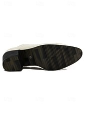 billiga Derby skor-Vita slip-on-skor i konstläder för män, klassiska formella skor för bröllop och ceremonier