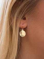 Χαμηλού Κόστους Γυναικείο Σκουλαρίκι-Γυναικεία μποέμ σκουλαρίκια με σφυρήλατο δίσκο, κρεμαστά σκουλαρίκια από ελαφρύ κράμα αλουμινίου, πολύχρωμα vintage chic κοσμήματα για γυναίκες, ιδανικά για καθημερινή χρήση, για διακοπές, παραλία και πάρτι