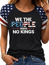  American Independence Day Women's T Shirt Print Graphic American Flag Vintage Stylish Classic Short Sleeve Crew Neck Regular Tops Daily Black White Red Summer Spring