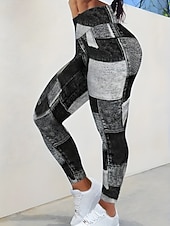 preiswerte -Damen Jeans Leggings Jeggings Urlaub Streetwear Lässig Volle Länge Mittlere Taillenlinie Karomuster Patchwork Tasche Bequem Hohe Elastizität Täglich Heim Outdoor Schwarzgrau Hellblau-Weiß Frühling