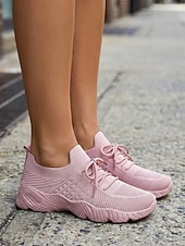 economico Sneakers da donna-scarpe da ginnastica casual da donna in Flyknit rosa - scarpe da ginnastica traspiranti, morbide e ammortizzate, comode da indossare ogni giorno, per viaggi, lavoro, shopping, fitness e attività
