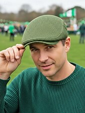abordables Accessoires-Casquette homme en polyester vert, disponible en plusieurs couleurs, idéale pour la Saint-Patrick et au quotidien.