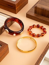 abordables Accesorios de vacaciones-Conjunto de pulsera de aleación acrílica para mujer, brazalete de moda multicolor y joyería apilable con cuentas, accesorios de muñeca estilo bohemio informal para vacaciones, viajes a la playa, uso diario y ocasiones de ocio.