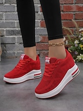 Недорогие Женские кроссовки-Белые женские дышащие кроссовки на платформе Flyknit — легкие, амортизирующие кроссовки для ходьбы, современная повседневная мода для бега, путешествий, работы, спортзала, шопинга. &amp;повседневная