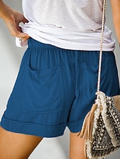 preiswerte Bermudashorts-Damen Shorts Sommershorts Baggy-Shorts Urlaub Mode Streetwear Kurz Hohe Taille Einfach Kordelzug Tasche Elastischer Bund Atmungsaktivität Bequem Unelastisch Täglich Urlaub Straße Hellgrau Schwarz