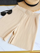 Χαμηλού Κόστους Σορτς βερμούδα-Γυναικεία Σορτς των Βερμούδων Σορτσάκια Καλοκαιρινό σορτς Σορτς παραλίας Διακοπές Μοντέρνα Κομψό στυλ street σύντομο Ψηλή Μέση Σκέτο Κορδόνι Τσέπη Ελαστική μέση Ικανότητα να αναπνέει Άνετο