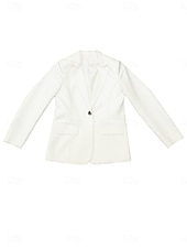 baratos Blazers e Fatos-Mulheres Blazer Confortável Bolsos Moda Casual Tecido Escritório Festa Rua Roupa Diária Padrão Lapela Chanfrada Normal Manga Longa agasalhos Preto Branco Azul Marinha Primavera Outono