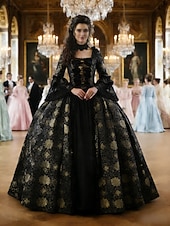 Недорогие Платья-Рококо Викторианский стиль Эпоха возрождения В пол Платья Костюм для вечеринки Маскарад Большие размеры Нормальная Буфф / баллон Вспышка рукава Принцесса Кружева Тюль Винтаж С пышной юбкой