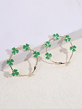  Pendientes de trébol de aleación para mujer, diseño de trébol verde, perfectos para el Día de San Patricio y uso diario informal.