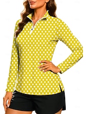 economico Camicia Donna-Per donna Geometrico A Pois A righe Top Maglietta Maglietta sportiva Polo da golf Manica Lunga Pois Righe Stampato UPF50+ Resistente ai Raggi UV Protezione UV Elastico Traspirante Pilates Pallavolo