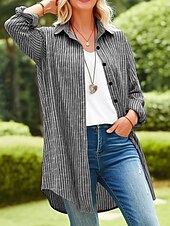 Χαμηλού Κόστους Απλές μπλούζες-Γυναικεία Casual πουκάμισο Πουκάμισο με κουμπιά Μπλούζα Κουμπιά Στάμπα Καρό Στυλάτο Βασικό Καθημερινό Μακρυμάνικο Απορρίπτω Μακριές μπλούζες Καθημερινά ΕΞΩΤΕΡΙΚΟΥ ΧΩΡΟΥ Αργίες