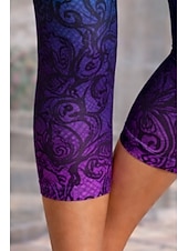 abordables -Mujer Chinos Polainas Vacaciones Vintage Ropa de calle Capris Alta cintura Floral Graphic Degradado Estampado Comodidad Suave Cómodo Alta elasticidad Diario Exterior Vacaciones Morado Verano