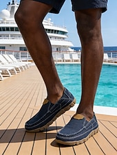 cheap Men-Men's Tan Slip-On Shoes, Soft Textile Upper, Durable Jute Sole, Relaxed Beachwear Style for Island &amp; Cruise, Summer Travel &amp; Leisure