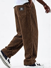 olcso alkalmi nadrág-Férfi Nadrág Kordbársony Nadrág Téli nadrág Alkalmi nadrág Zsinór Egyenes lábbal Tömör szín Mokaszinok Teljes hossz Hétköznapi Napi Szabadtéri Divat Klasszikus stílus Fekete Fehér Nem elasztikus