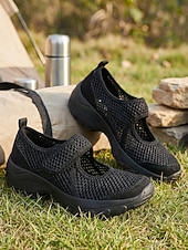 abordables Baskets femme-Chaussures de marche beiges pour femmes, à fermeture velcro, idéales pour la randonnée, les promenades en parc, les voyages et une utilisation prolongée.