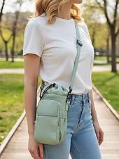 olcso Keresztpántos táskák-Női vízálló nejlon kulacstáska telefonzsebbel, többszínű keresztpántos hordozó fitneszhez, sporthoz, túrázáshoz és hétköznapi használatra, állítható vállpántos utazó italtartóval.