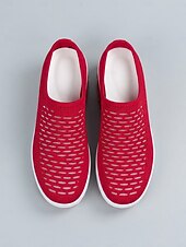 Χαμηλού Κόστους Γυναικεία Sneakers-Γυναικεία κόκκινα casual αθλητικά mules με πλατφόρμα αέρα - αναπνεύσιμο πλέγμα στο πάνω μέρος, ελαφριά και άνετα παπούτσια για περπάτημα για γυναίκες, ιδανικά για καθημερινή χρήση, ταξίδια, ψώνια,