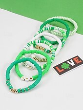ieftine Accesorii-Set de brățări cu mărgele pentru femei de Ziua Sfântului Patrick, brățări cu pandantive din rășină și aliaj, bijuterii cu litere irlandeze cu trifoi în mai multe stiluri, perfecte pentru parade de sărbători, petreceri și ținute festive