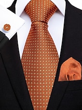 お買い得  結婚 ACC-男性用フォーマルネクタイセット、ポケットチーフとカフスボタン付き - 結婚式、ビジネスパーティー、ガライベントに最適な高級ポリエステルチェック柄ネクタイ - スタイリッシュな花婿の付添人用スーツアクセサリー（複数色）