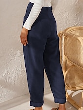 voordelige Rechthoekige Broeken-Dames Broek Corduroybroek Vrijetijdsbroek Recht Modieus Streetwear Basic Volledige lengte Hoge taille Effen Zak Comfortabel Inelastisch Dagelijks Vakantie Straat Zwart Wit Marineblauw Oranje Lente