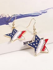 economico Accessori-Orecchini pendenti patriottici in lega per donne per il 250° anniversario degli Stati Uniti stili multipli della bandiera USA e cuori gioielli dichiarativi rossi bianchi e blu per feste e festival