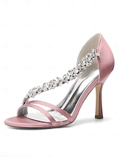 preiswerte Braut-Champagnerfarbene Brautschuhe aus Satin mit Kristallbesatz – elegante Hochzeitsschuhe für Stadthochzeiten