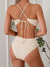 preiswerte Einteilige Badeanzüge-Damen Badeanzug Einteiler Monokini Bademode Bauchkontrolle Hohe Taille Schlank Urlaub Strandbekleidung Einfarbig Neckholder Ärmellos Badeanzüge