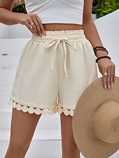 abordables Bermuda-Femmes Chinos Shorts Shorts d'été Vacances Mode Streetwear Court Taille haute Uni Cordon de serrage Dentelle Taille Élastique Confort Respirabilité Confortable Non Elastique Micro-Élastique Quotidien