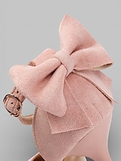halpa Häävieras-naisten pinkit mokkanahkaiset d'orsay-avokkaat - elegantit teräväkärkiset kissankorkoiset korkokengät, joissa on rusetti takana &amp;nilkkahihna kaupunkihäihin, morsiusneitoihin &amp;viralliset puutarhajuhlat