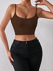 voordelige Gewone Tank-Dames Blouse Hemdje Tanktop Blote rug Effen Sexy Casual Mouwloos Bandje Croptops Dagelijks Feestdagen Uitgaan Zwart Wit Rood Oranje Bruin Zomer Lente