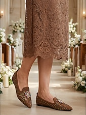 tanie Matka panny młodej/pana młodego-damskie niebieskie haftowane płaskie buty ślubne - eleganckie płaskie buty dla matki panny młodej na ślub kościelny