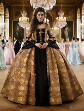 Недорогие Платья-Рококо Викторианский стиль Эпоха возрождения В пол Платья Костюм для вечеринки Маскарад Большие размеры Нормальная Буфф / баллон Вспышка рукава Принцесса Кружева Тюль Винтаж С пышной юбкой