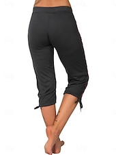 cheap Athletic Shorts-Women's Capri shorts Capri Pants Summer Shorts Fashion Streetwear Basic Calf-Length High Waist Plain Drawstring Pocket Elastic Waist Breathability Comfortable Micro-elastic Daily Vacation Street