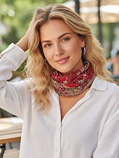 levne Dámské klobouky-Dámská bohémská čepice s paisley vzorem, měkká polyesterová vícebarevná pokrývka hlavy a nákrčník, lehký doplněk ve vintage stylu pro ženy, ideální pro každodenní nošení, dovolenou a cestování