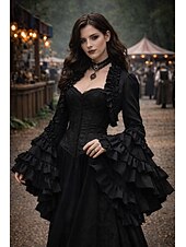 levne Topy-Rokoko Renesanční Steampunk Kabát Fancy kostým Tričko Volánkový rukáv Čerodějnice Upír Královský oděv Maškarní kostým Dámské Fantazie předvečer Všech svatých Karneval Výkon LARP Ren Faire Dospělé