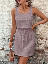 preiswerte Weißes Kleid-Damen Minikleid A Linie Kleid Sommerkleid Lässig Täglich Normale Passform Einfach Ärmellos U-Ausschnitt Blau Schwarz Weiß Königliches Blau Sommer Frühling