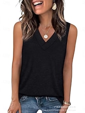 preiswerte Einfacher Tank-Damen Bluse Einfach Aktiv Lässig Ärmellos V Ausschnitt Normale Oberteile Täglich Ferien Ausgehen Schwarz Weiß Rosa Fuchsie Rosa Sommer Frühling