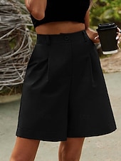 economico Fondi-Per donna Pantaloni effetto lino Chinos Shorts Pantaloncini Estivi Vacanza Moda Streetwear Corto Vita Alta Tinta unica Tasca Comodo Morbido Confortevole Micro-elastico All'aperto Streetwear Nero