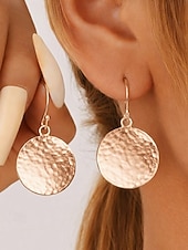 Χαμηλού Κόστους Γυναικείο Σκουλαρίκι-Γυναικεία μποέμ σκουλαρίκια με σφυρήλατο δίσκο, κρεμαστά σκουλαρίκια από ελαφρύ κράμα αλουμινίου, πολύχρωμα vintage chic κοσμήματα για γυναίκες, ιδανικά για καθημερινή χρήση, για διακοπές, παραλία και πάρτι