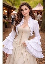 levne Topy-Rokoko Renesanční Steampunk Kabát Fancy kostým Tričko Volánkový rukáv Čerodějnice Upír Královský oděv Maškarní kostým Dámské Fantazie předvečer Všech svatých Karneval Výkon LARP Ren Faire Dospělé