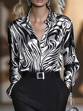 preiswerte Kunst &amp; Design Blusen-Damen Hemd Grafik Geometrisch Vintage Stilvoll Modern Langarm Hemdkragen Normale Oberteile Täglich Ferien Blau Erröten Sie Rosa Rosa Hellgrau Sommer Frühling