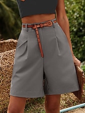 economico Fondi-Per donna Pantaloni effetto lino Chinos Shorts Pantaloncini Estivi Vacanza Moda Streetwear Corto Vita Alta Tinta unica Tasca Comodo Morbido Confortevole Micro-elastico All'aperto Streetwear Nero