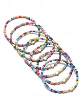 preiswerte Damenarmband-Boho-Armbandset für Damen, farbenfrohe Stretcharmbänder aus Kunstharz mit Herzanhänger, mehrfarbiger, stapelbarer Schmuck für Damen, perfekt für Alltag, Urlaub, Strand und Partys