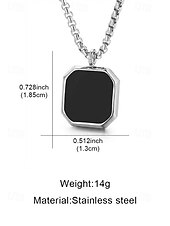 preiswerte Herrenschmuck-Schwarze Herren-Halskette mit quadratischem Anhänger aus Edelstahl – minimalistisches, geometrisches Ketten-Schmuckstück in Gold, Silber und Schwarz, modisches Accessoire für Alltag, Business Casual und Urlaub