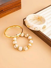 abordables Accesorios de vacaciones-Conjunto de pulsera de aleación acrílica para mujer, brazalete de moda multicolor y joyería apilable con cuentas, accesorios de muñeca estilo bohemio informal para vacaciones, viajes a la playa, uso diario y ocasiones de ocio.