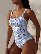economico Costumi interi-Per donna Costumi da bagno Bikini Due pezzi Costume da bagno Snello Senza schiena Vacanza Abbigliamento da Spiaggia Floreale Scollo a Cucchiaio Senza Maniche Costumi da bagno