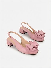 economico Madre della Sposa/Sposo-décolleté con tacco a blocco rosa cipria da donna, tacchi a spillo con fiocco, eleganti scarpe per la mamma della sposa per matrimoni in città