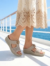 baratos Mulheres-Sandálias femininas ortopédicas marrons com estampa floral – calçados confortáveis, respiráveis e com amortecimento, ideais para uso diário, em casa, em viagens e longas caminhadas.