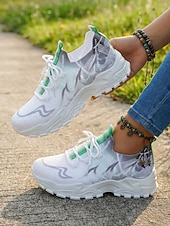 Χαμηλού Κόστους Γυναικεία Sneakers-Γυναικεία ελαφριά casual αθλητικά παπούτσια για περπάτημα με αναπνεύσιμο πλεκτό άνω μέρος - μοντέρνα αθλητικά άνετα παπούτσια με κορδόνια για καθημερινή χρήση, περπάτημα, ταξίδια, μετακινήσεις, βόλτες σε εξωτερικούς χώρους και casual fitness